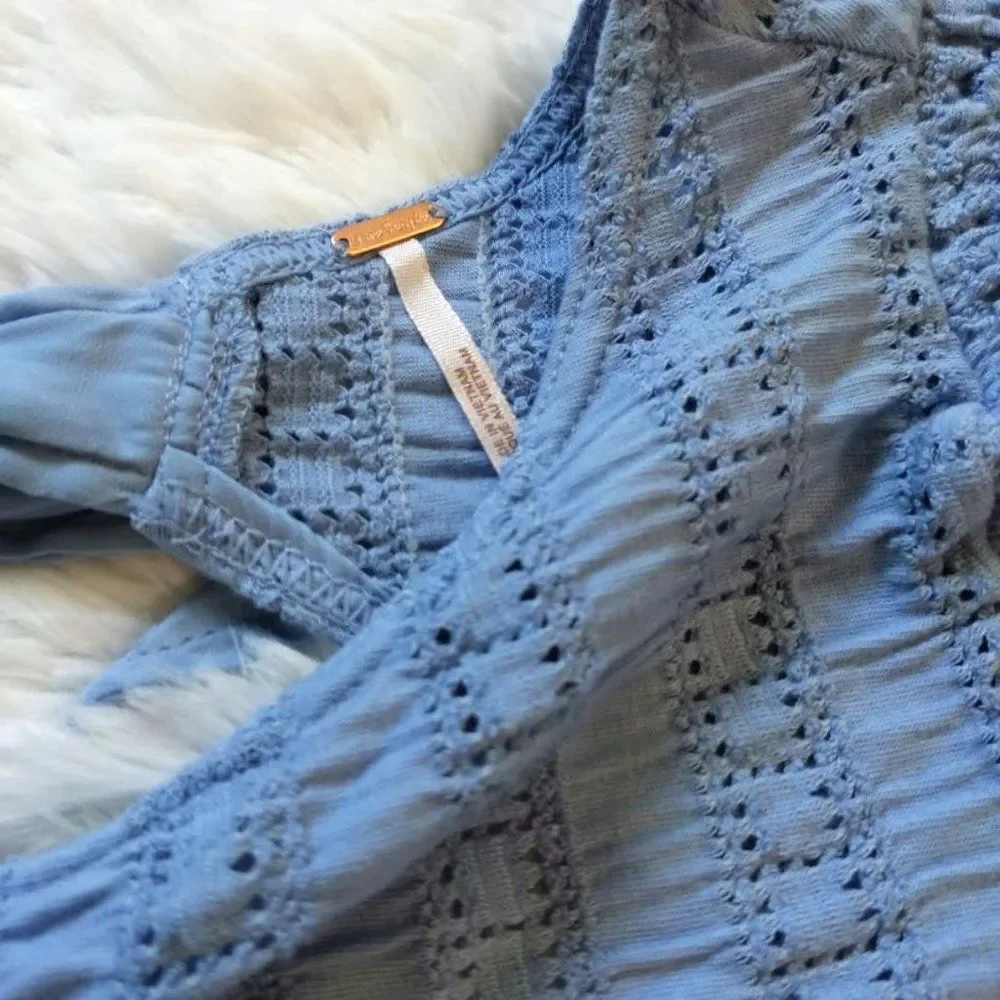 NWT Free People Puff Sleeve Top Star Struck Open Back Cottage Milkmaid Prairie